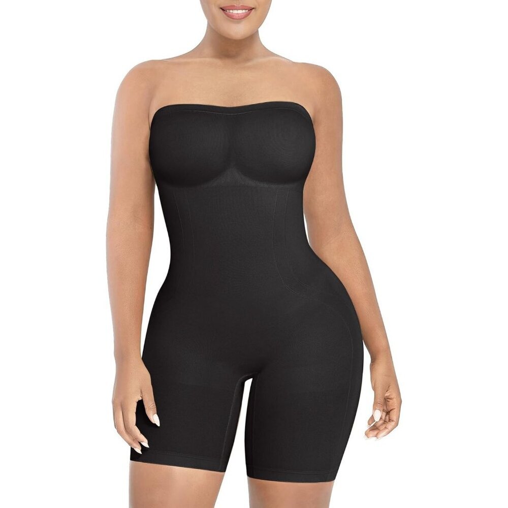 Women's A1-Black-Short Shapewear Control Body Shaper Bodysuits Jumpsuit Tops